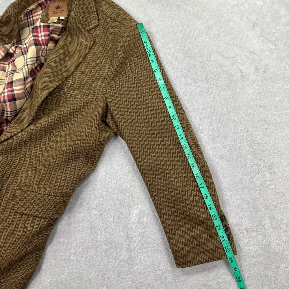 Territory Ahead Blazer Mens Medium Brown Herringbone Wool Blend Elbow Patches